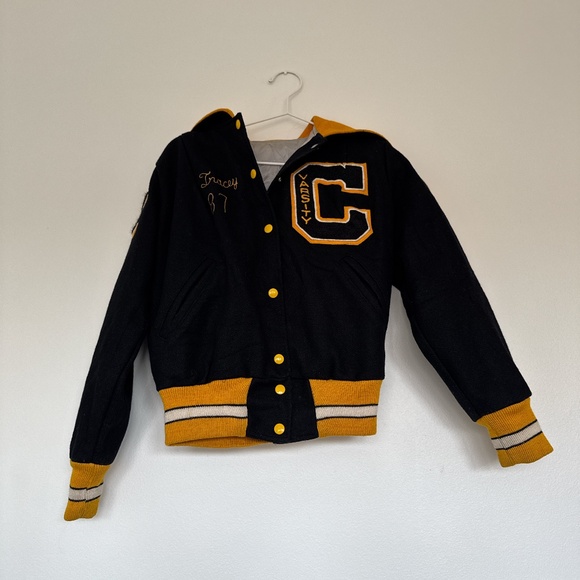 American Vintage Jackets & Blazers - Vintage Black and Gold Yellow Varsity Jacket